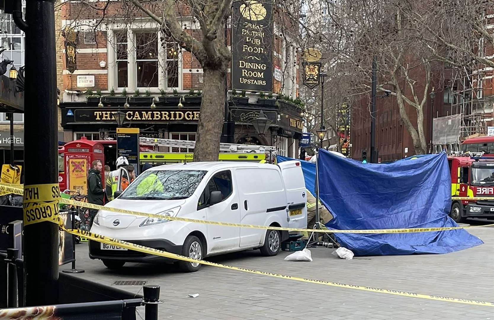 Emergency personnel during the incident at Cambridge Circus (Adrian Johnson/PA)