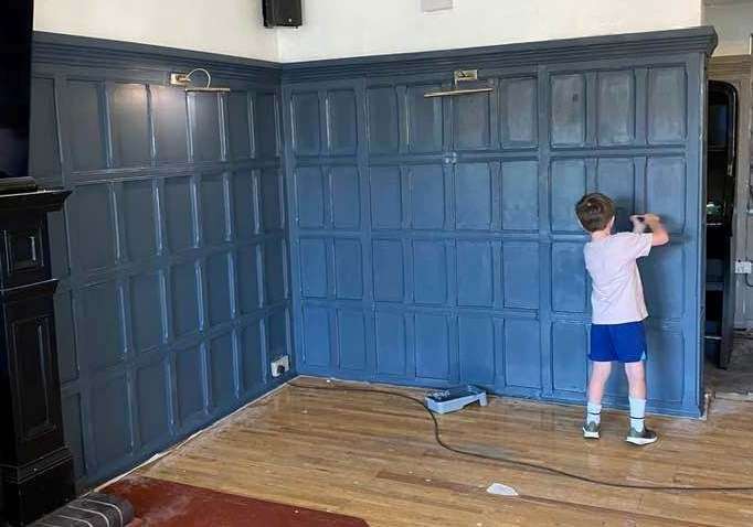 The walls inside the pub have all been repainted