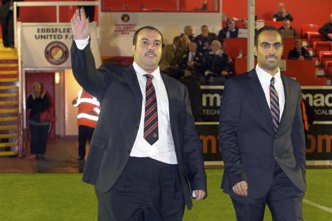 Ebbsfleet United's Kuwaiti chairman Dr Abdulla Al-Humaidi, left, is also chief executive of the Kuwaiti European Holding Company