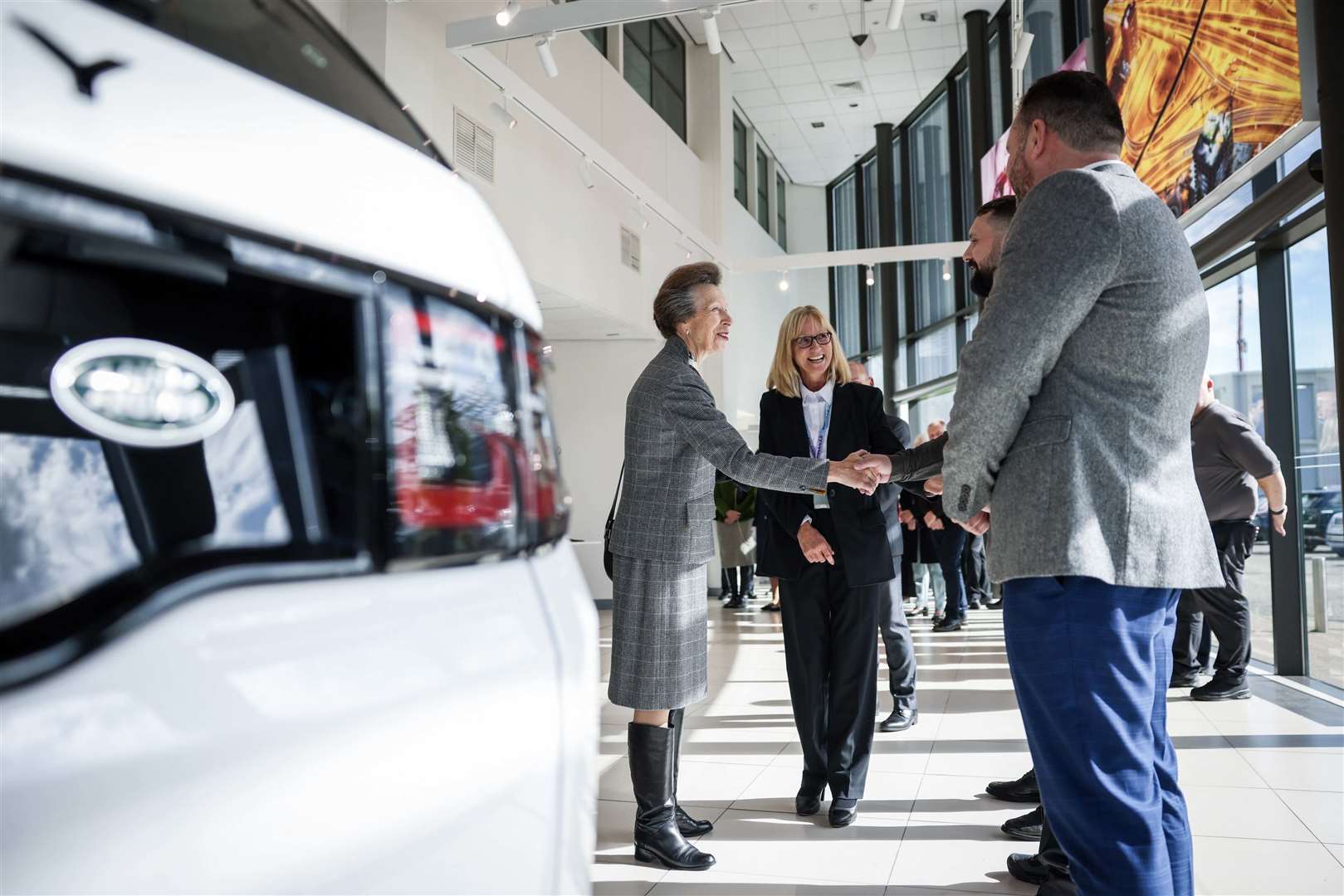 Anne at the Jaguar Land Rover factory (James Speakman/PA)