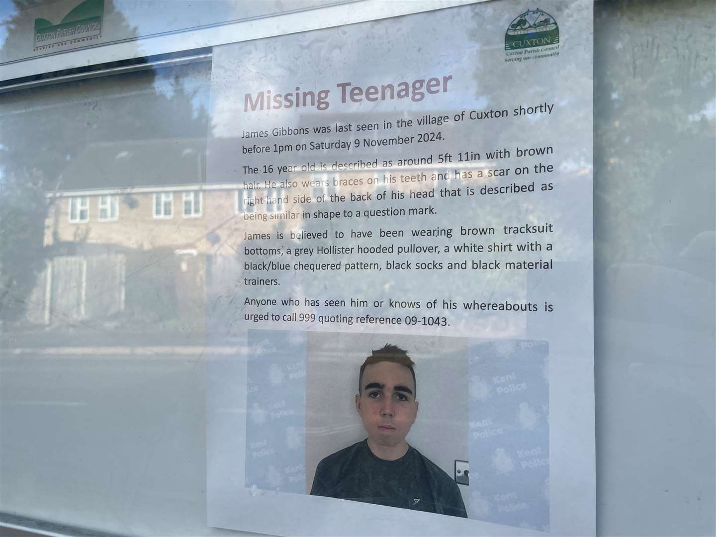 Businesses in the community are all displaying posters to help find James