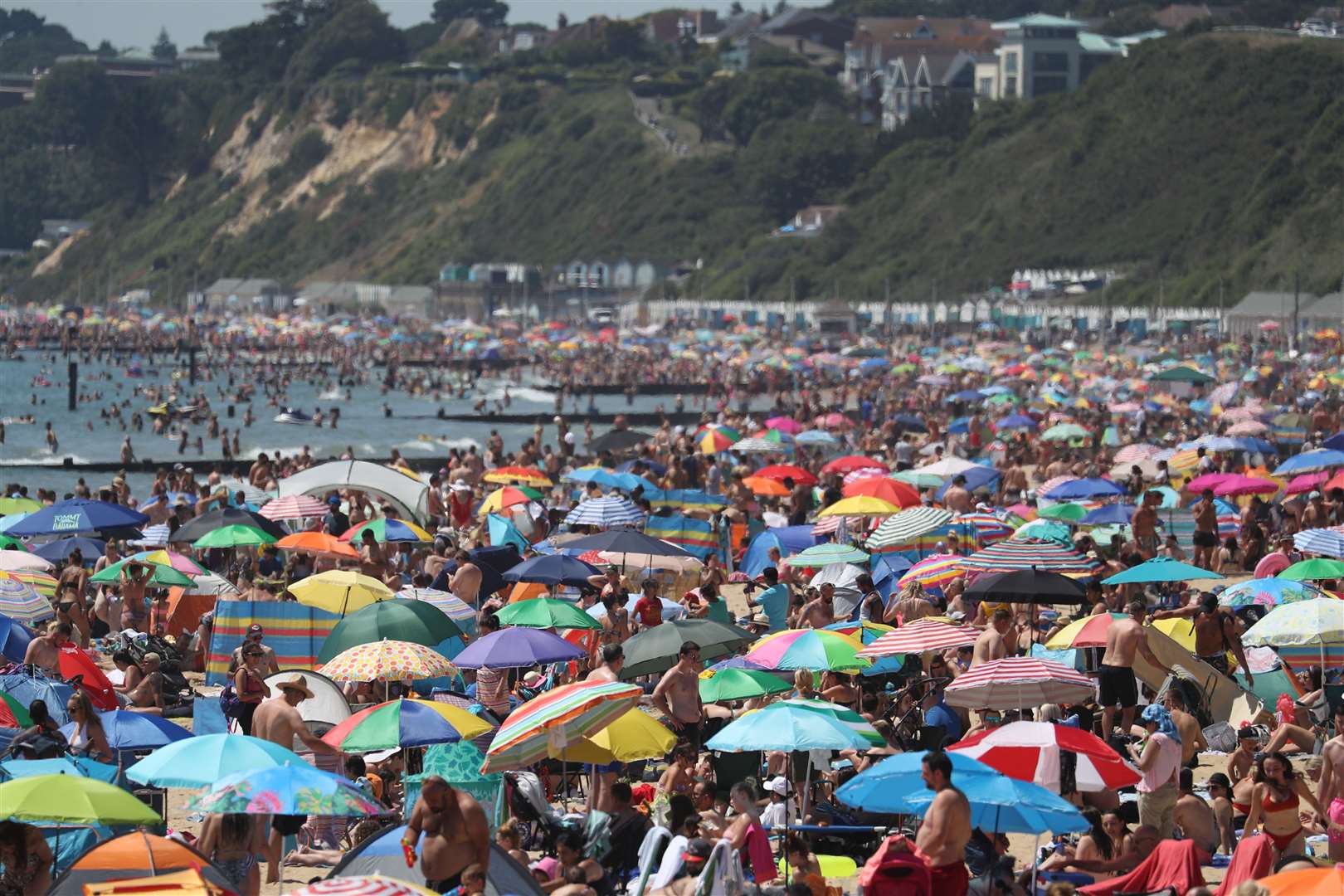 Bournemouth was flooded with visitors in the hot weather (Andrew Matthews/PA)