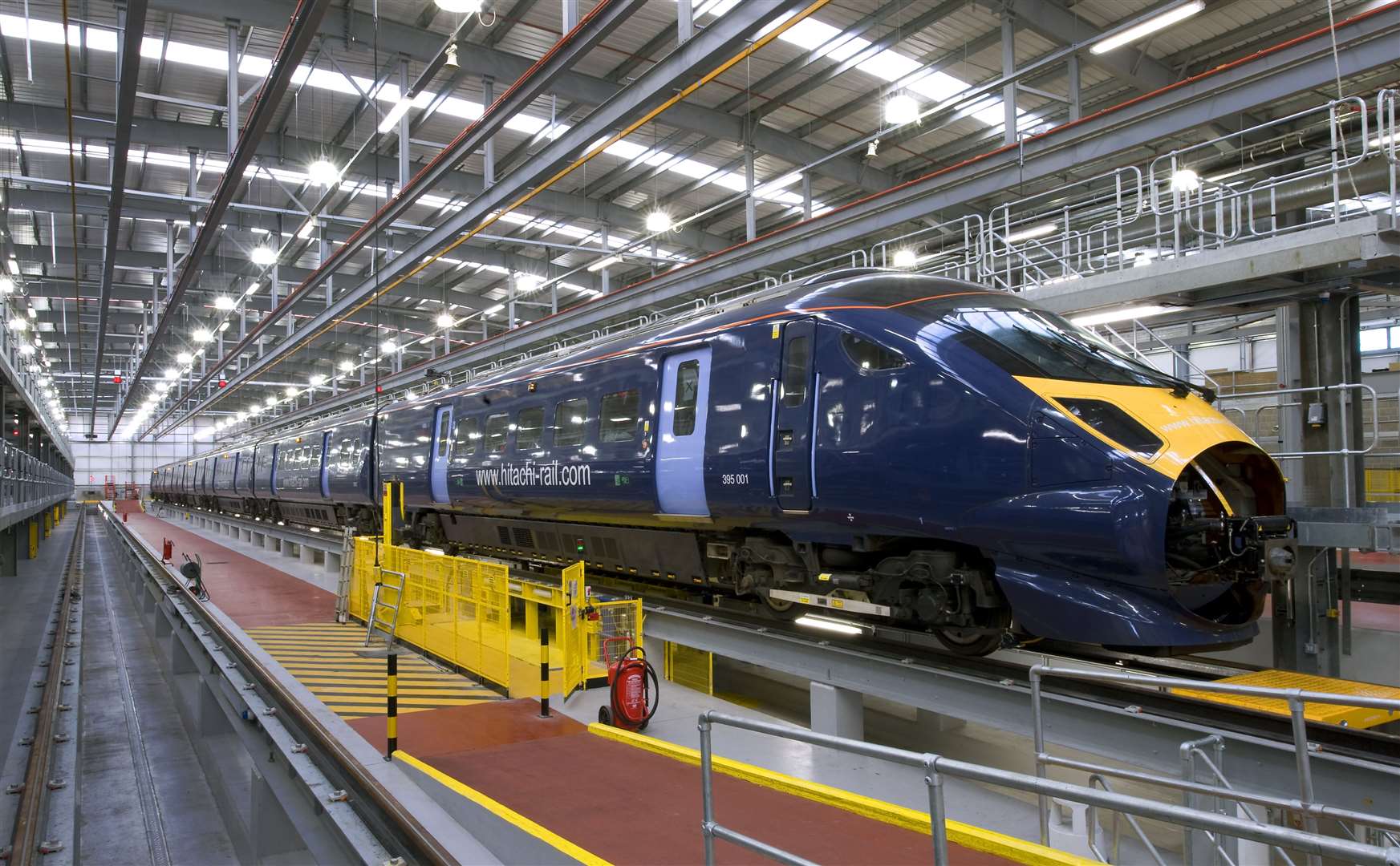 Hitachi 'bullet trains' in a maintenance facility in Ashford in 2008