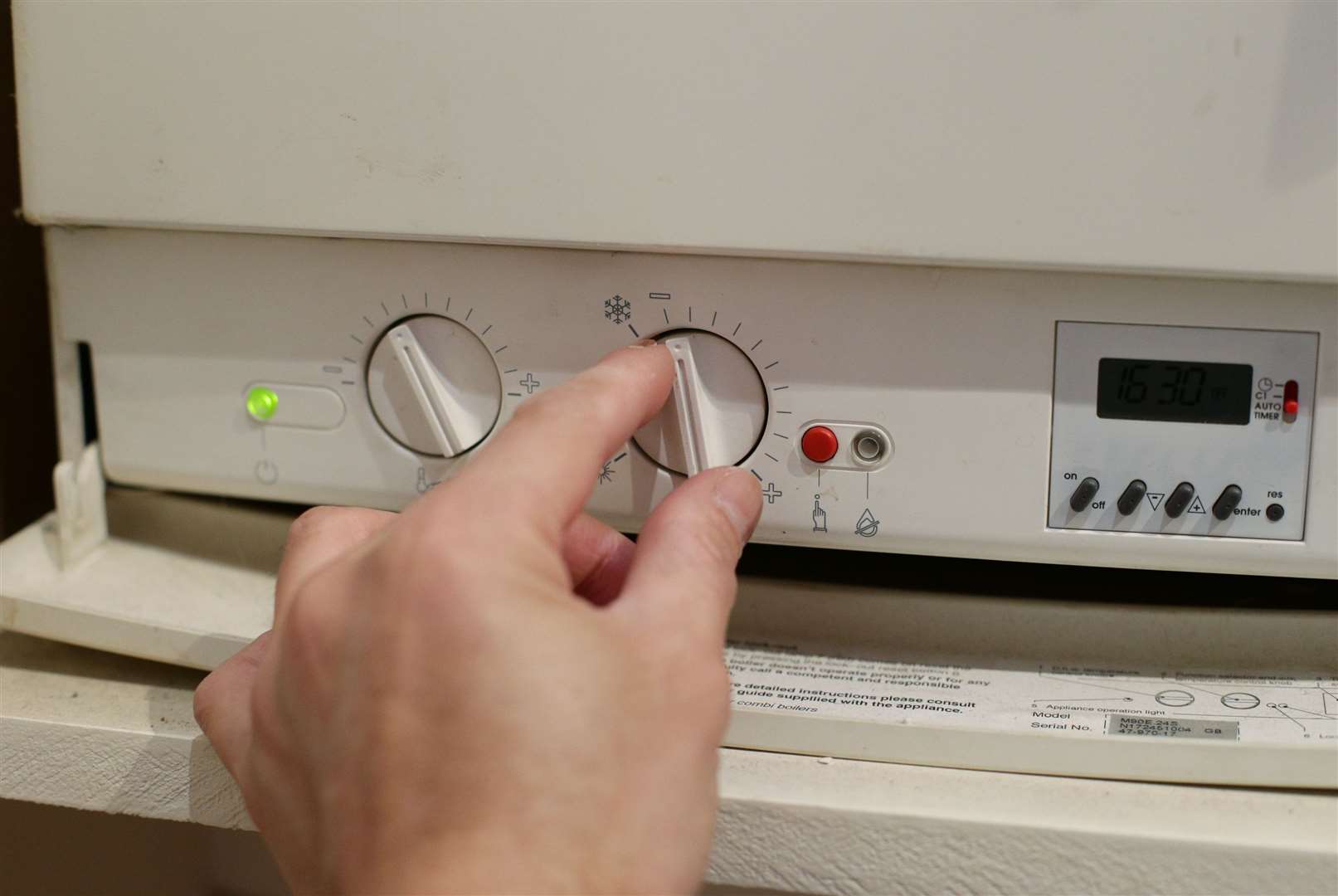 The control panel of a gas combination boiler (Yui Mok/PA)