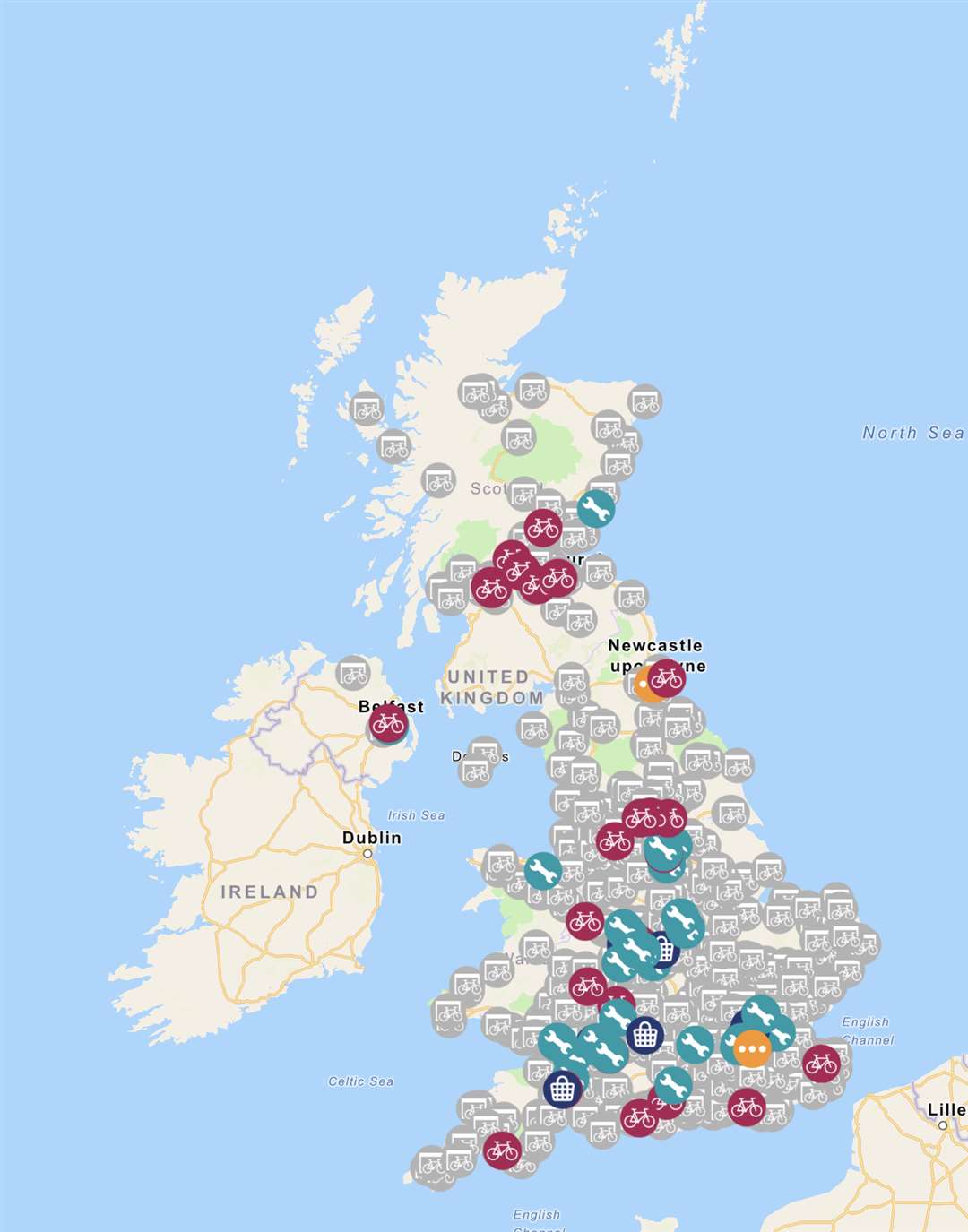 The new Cycle for Key Workers map (Sustrans/PA)