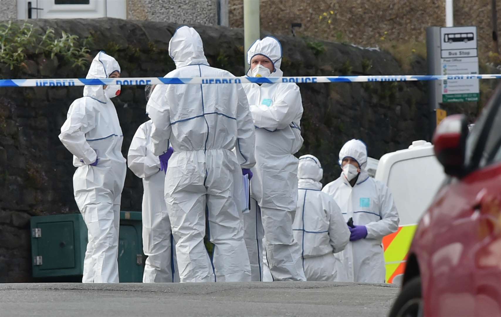 Forensic officers at the scene (Ben Birchall/PA)