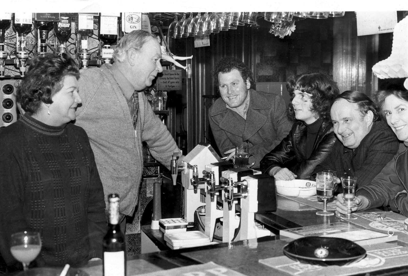 The landlords and customers in the White Horse pub, 1979