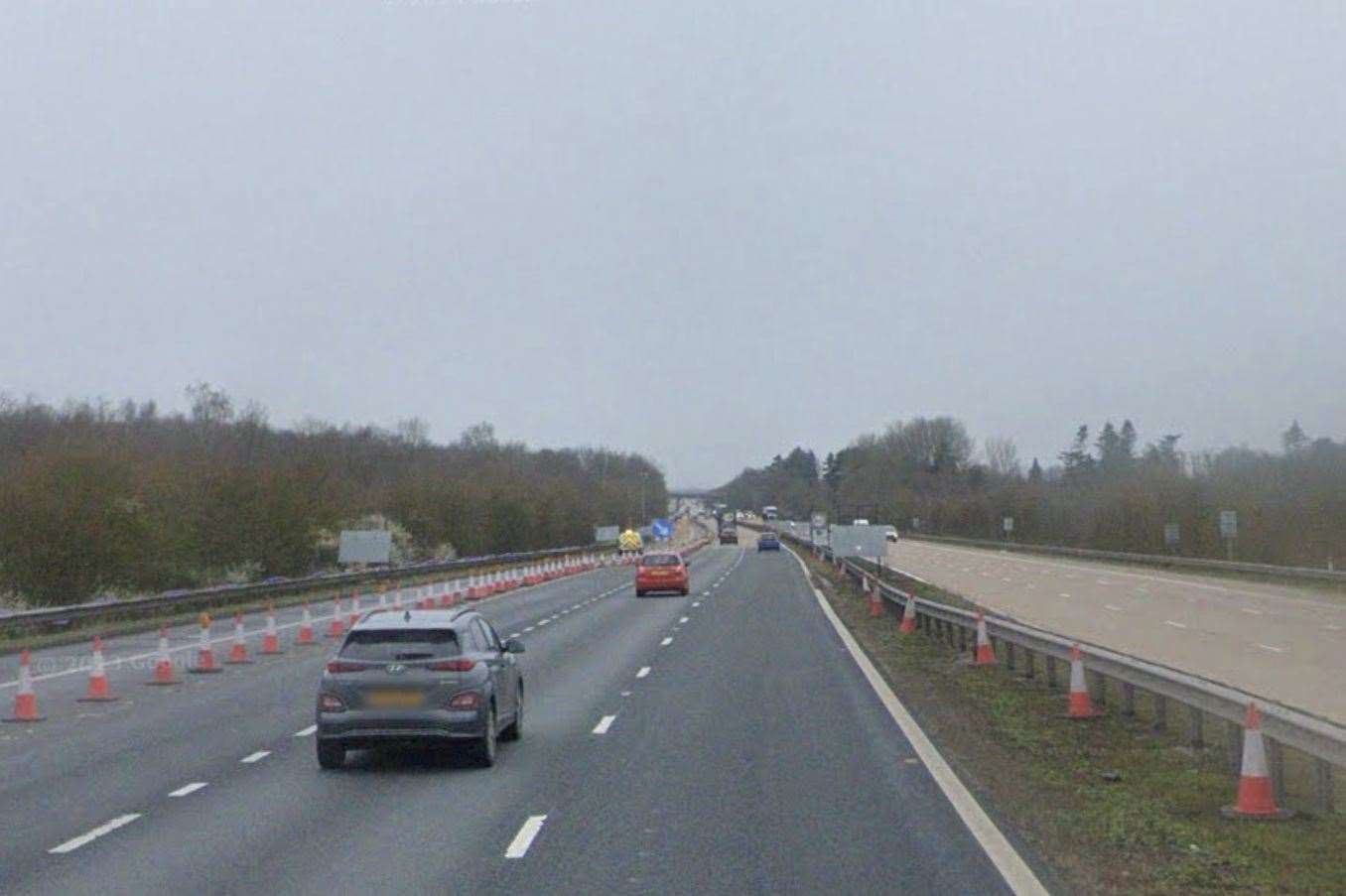 The M20 is closed Westbound between Ashford and Maidstone after a crash. Picture: Google