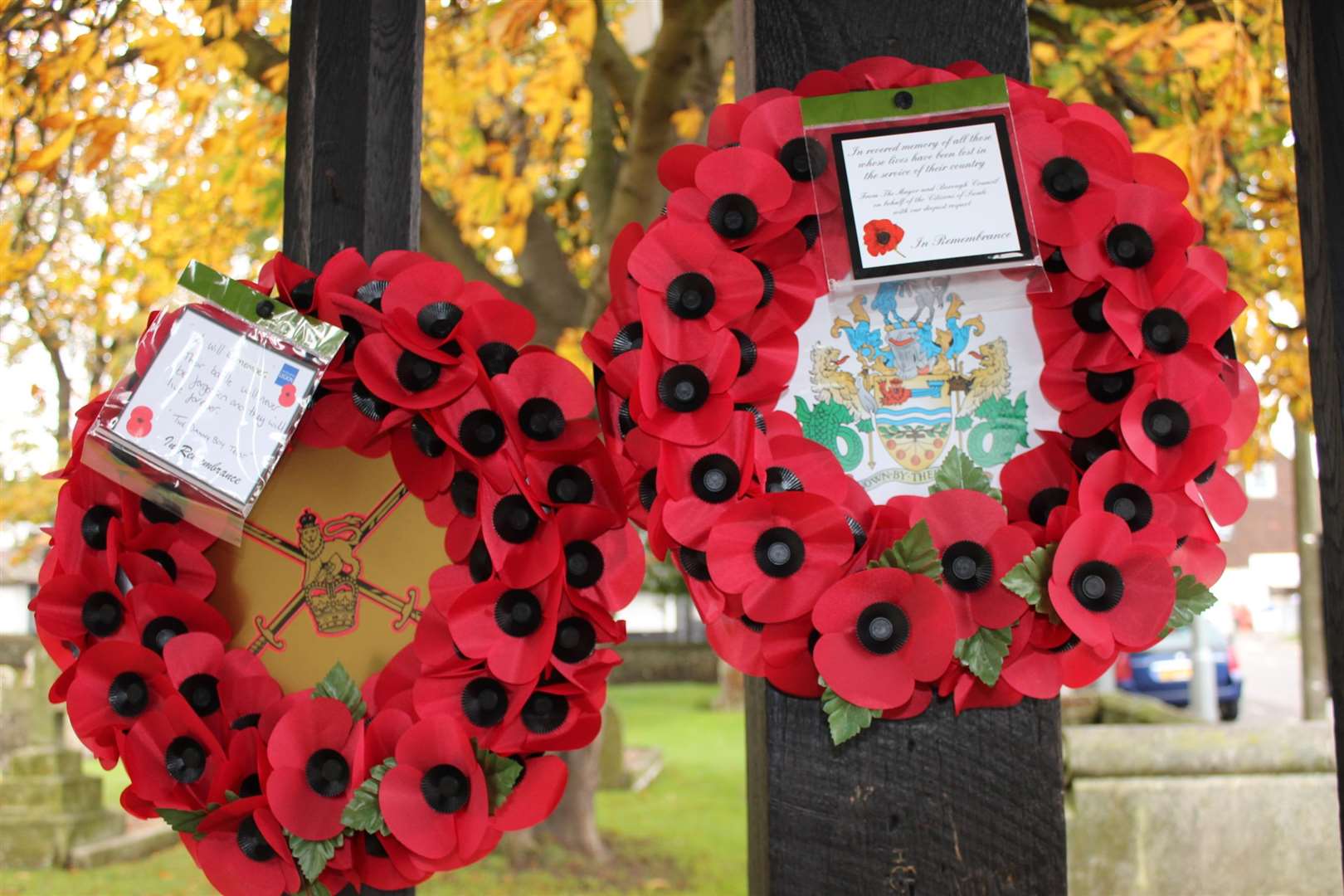 Wreathes outside Eastchurch church (5296230)