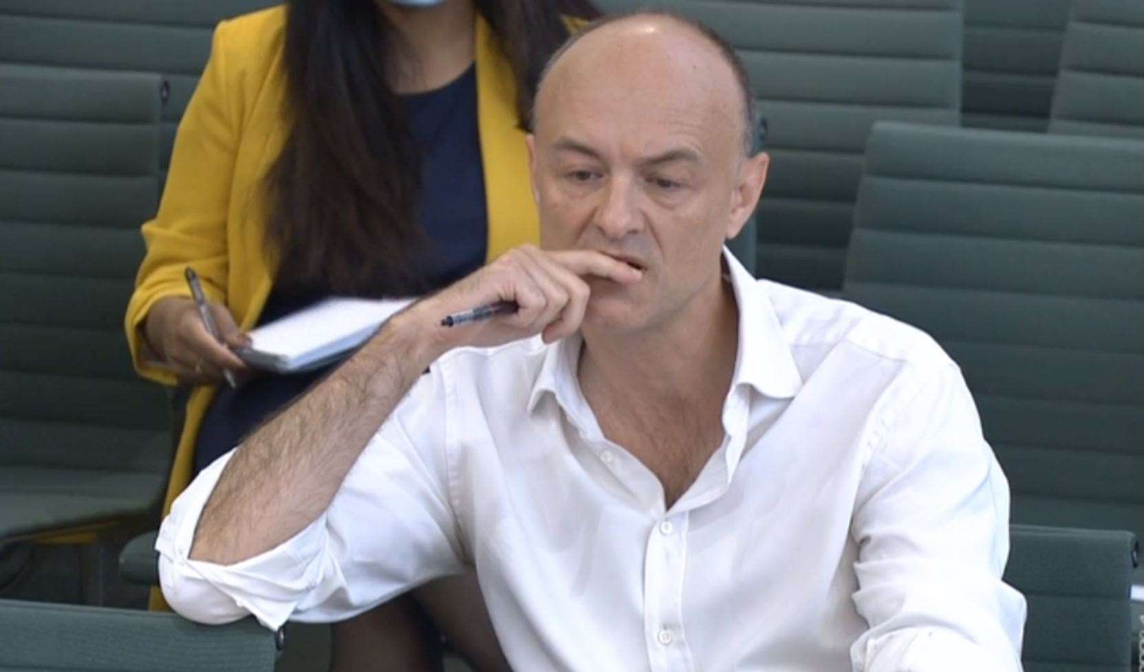 Dominic Cummings giving evidence to a joint inquiry of the Commons health and social care and science and technology committees (House of Commons/PA)