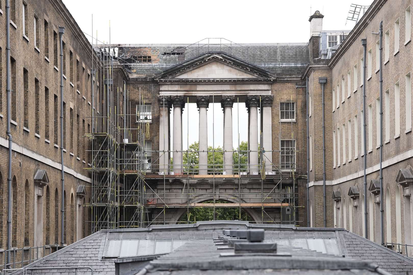 Fire damage at Somerset House in central London, following a fire at the venue on August 17 (Stefan Rousseau/PA)