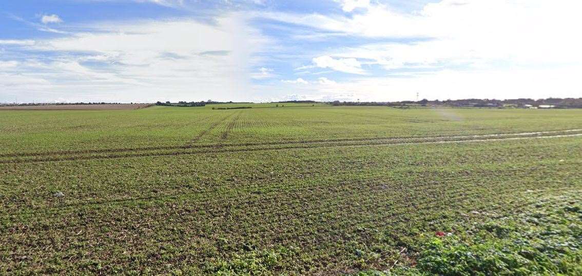 The planned solar farm near Hengrove Farm in Manston near Ramsgate would be delivered over two parcels of land that are currently connected by the farm track Taken from Woodchurch road