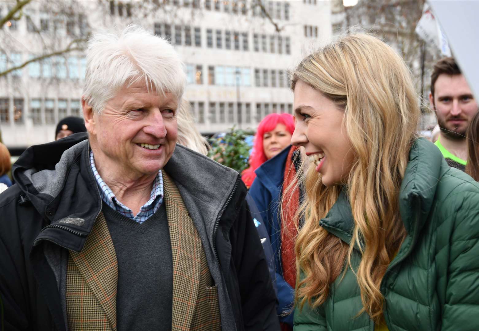 Carrie Symonds, partner of Prime Minister Boris Johnson, and his father Stanley Johnson (John Stillwell/PA)