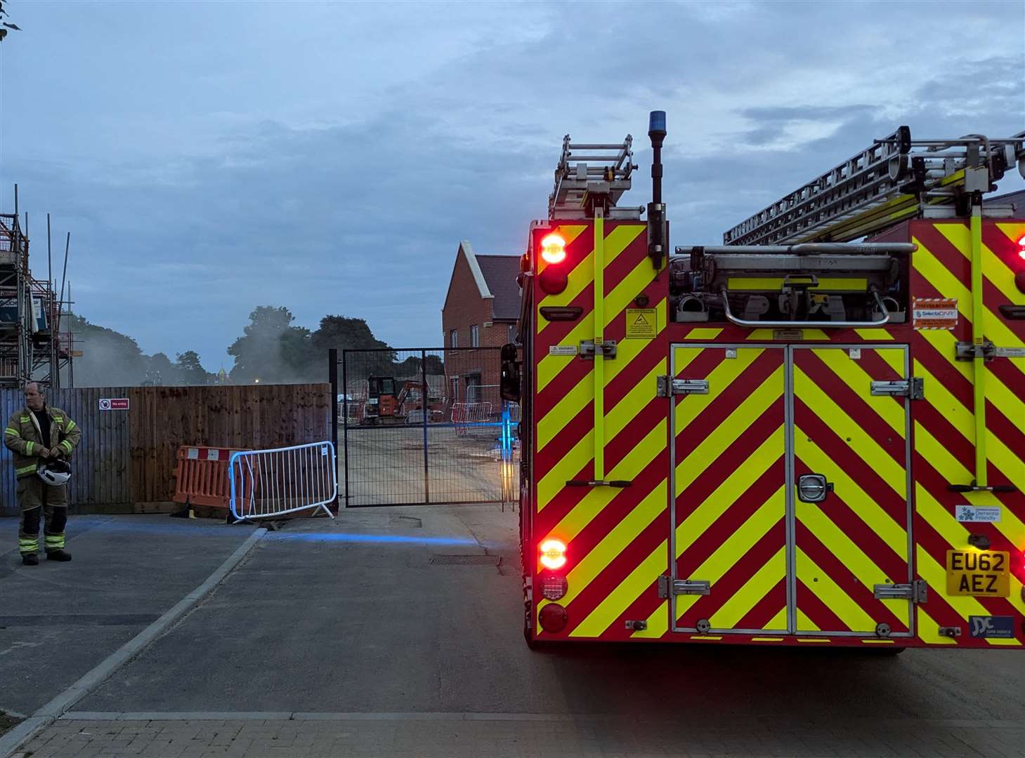 Fire crews at the Shorncliffe Heights development in Cheriton, Folkestone, on Wednesday evening