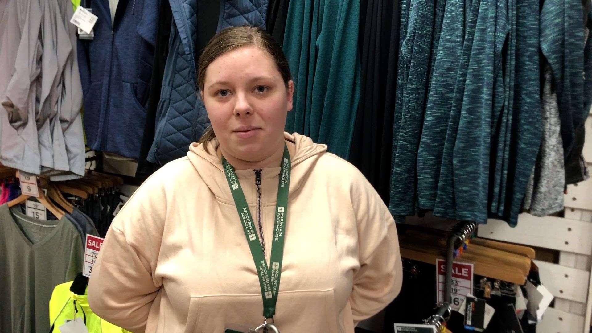 Elise Jones, floor assistant at Mountain Warehouse in Week Street