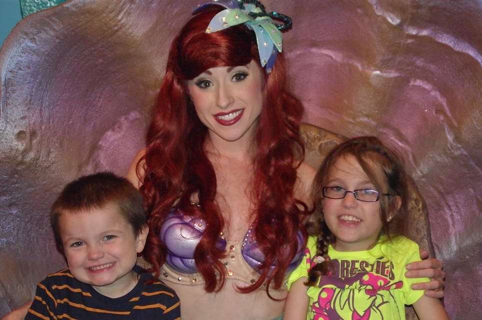 Abigail and her brother Bradley with Ariel at Disney