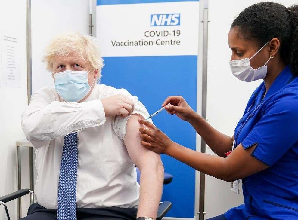 Boris Johnson gets a Covid jab Picture: PA