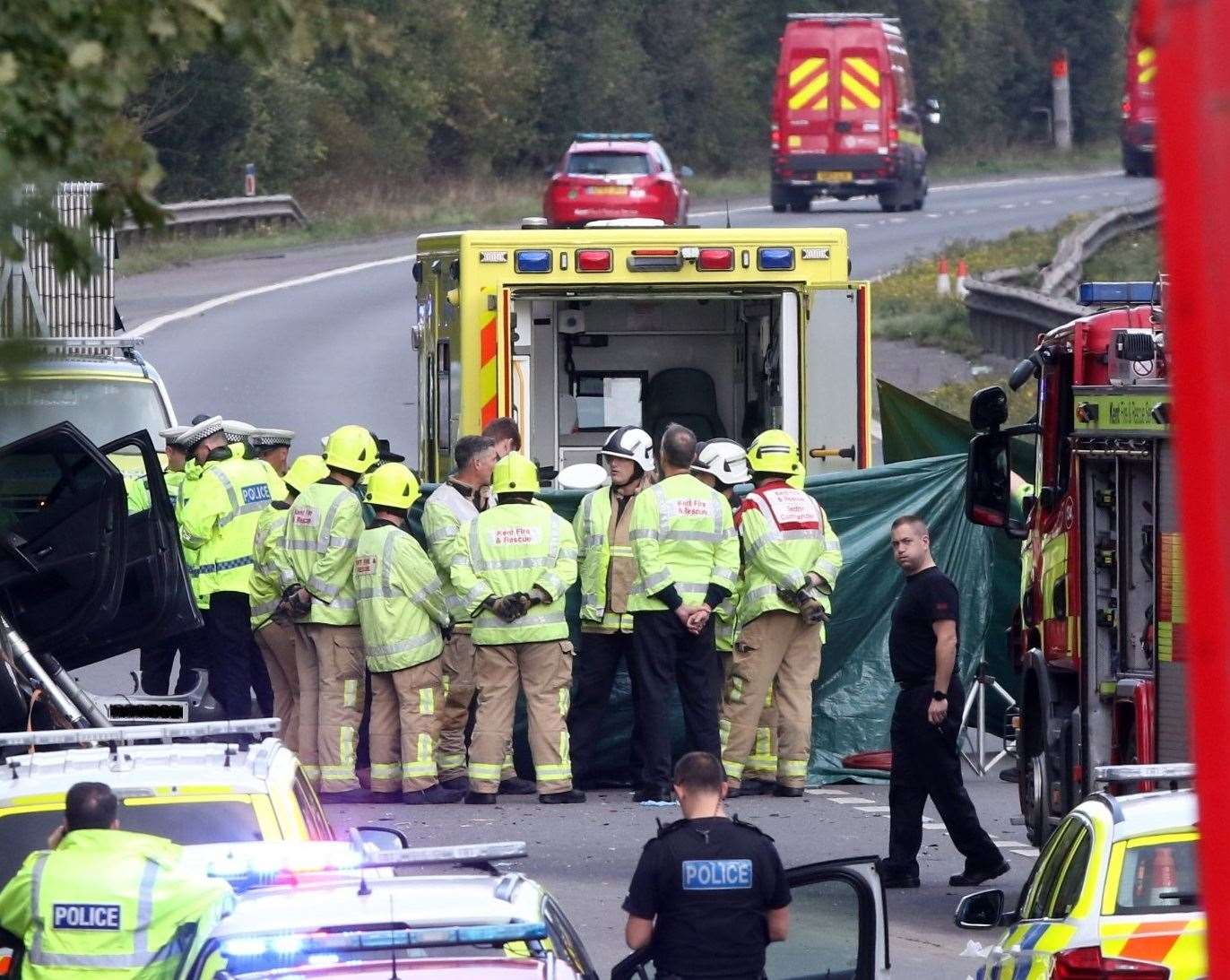 Police at the scene of the crash. Picture: UKNIP