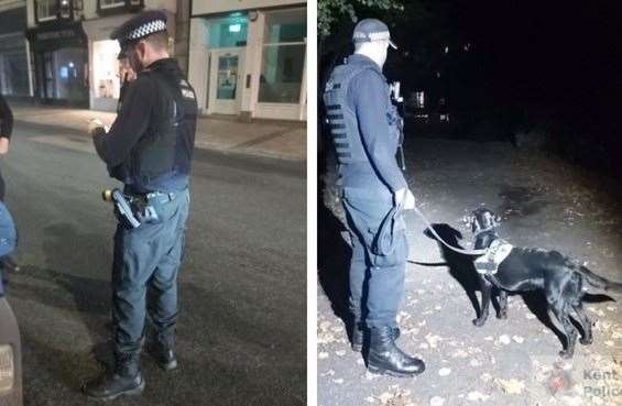 Drug sniffer dogs and a knife bar were used in Maidstone town centre by the task force. Picture: Kent Police (60332603)