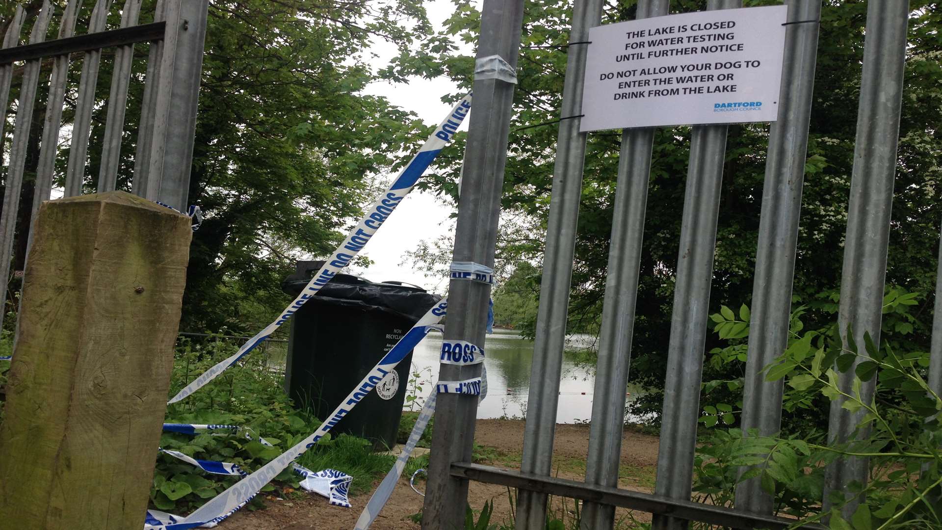 The areas around Brooklands lake, Dartford in May, where three dogs died from blue-green algae