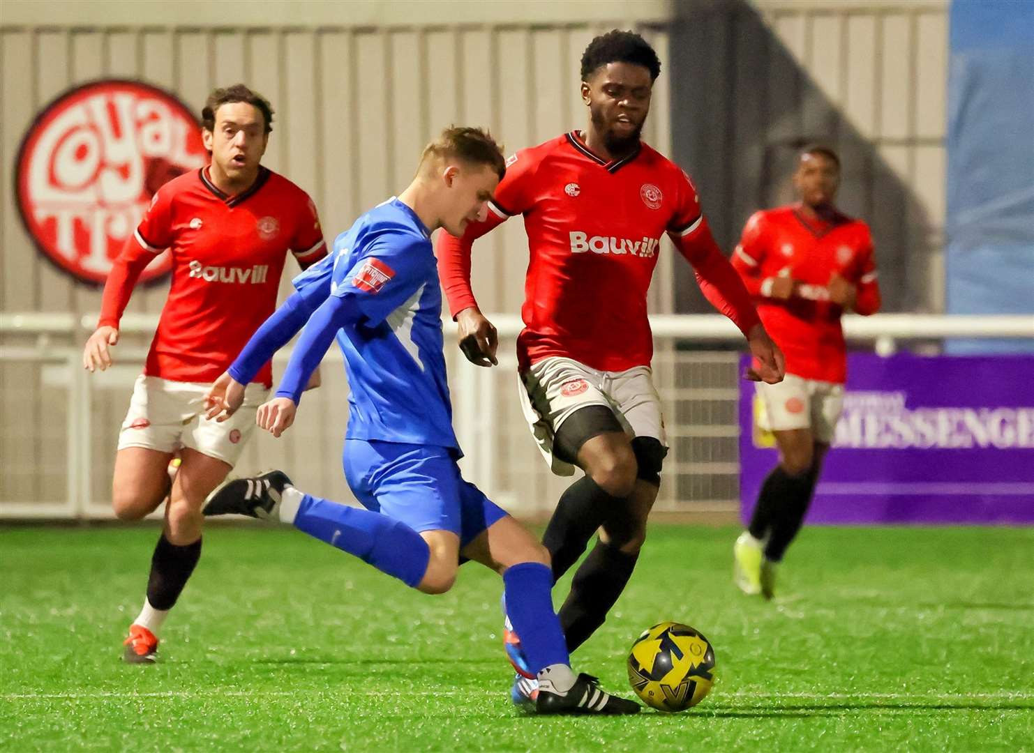 Hythe (blue) lost 7-2 at Chatham in the Kent Senior Cup on Tuesday night. Picture: Helen Cooper