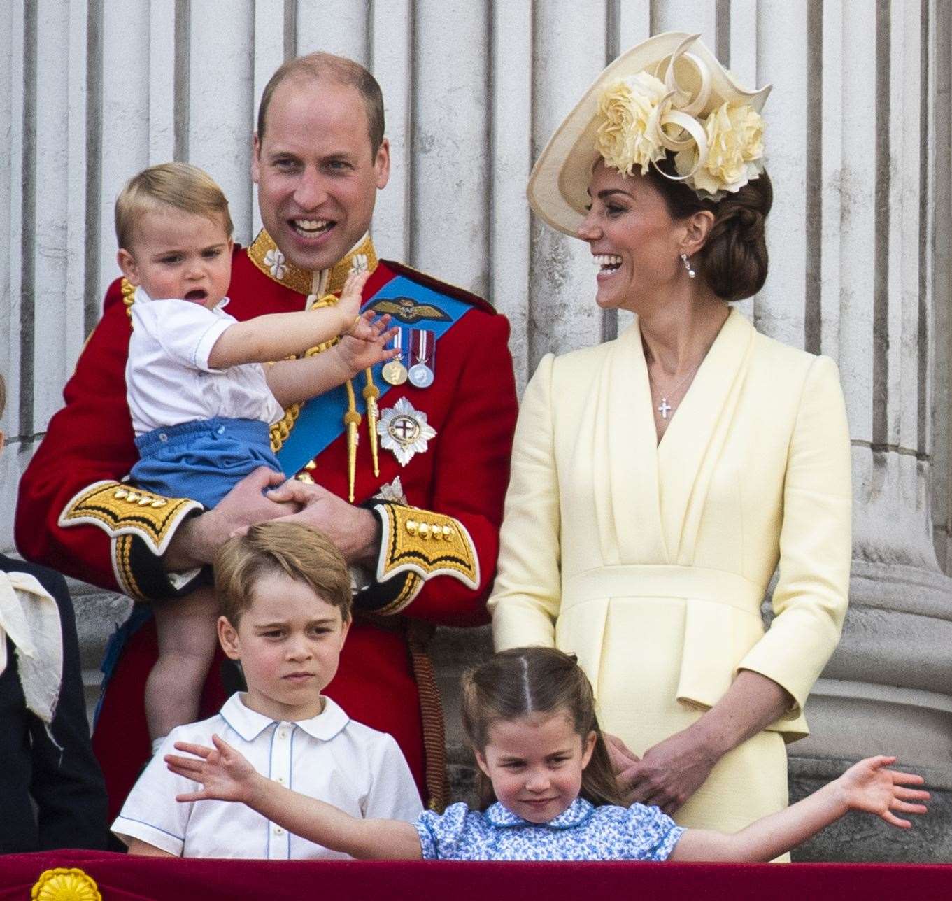 The Duke and Duchess of Cambridge with their children, Prince Louis, Prince George and Princess Charlotte (Victoria Jones/PA)