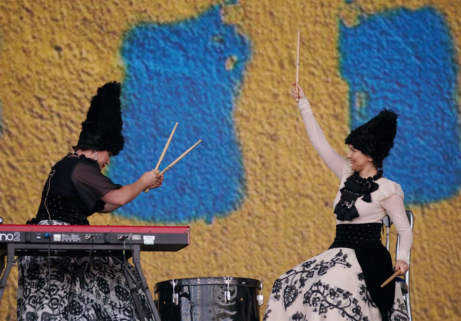 Ukrainian folk quartet DakhaBrakha on the Pyramid Stage on Sunday (Yui Mok/PA)