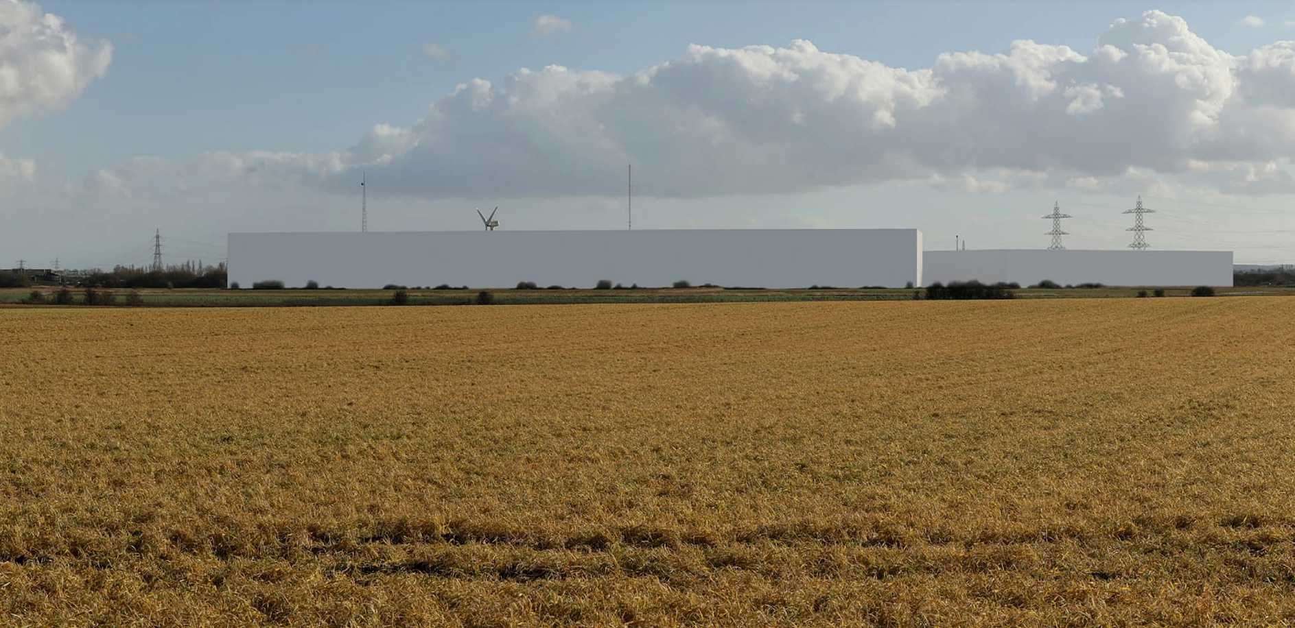 An impression of how the convertor and substation would look on the Minster Marshes