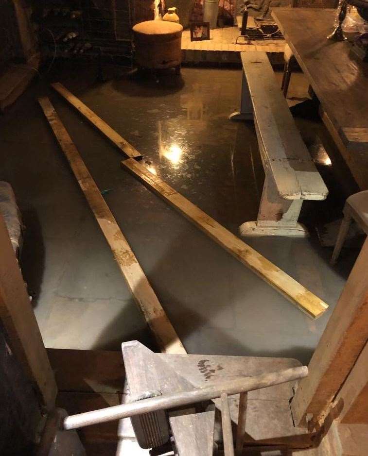 The dining room of the flooded home in Staplehurst