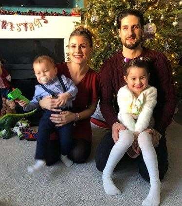 Couple Nicola and Todd from Gravesend, with daughter Delilah and son Rudi in happier times. Photo: Charlotte Crouch/ JustGiving