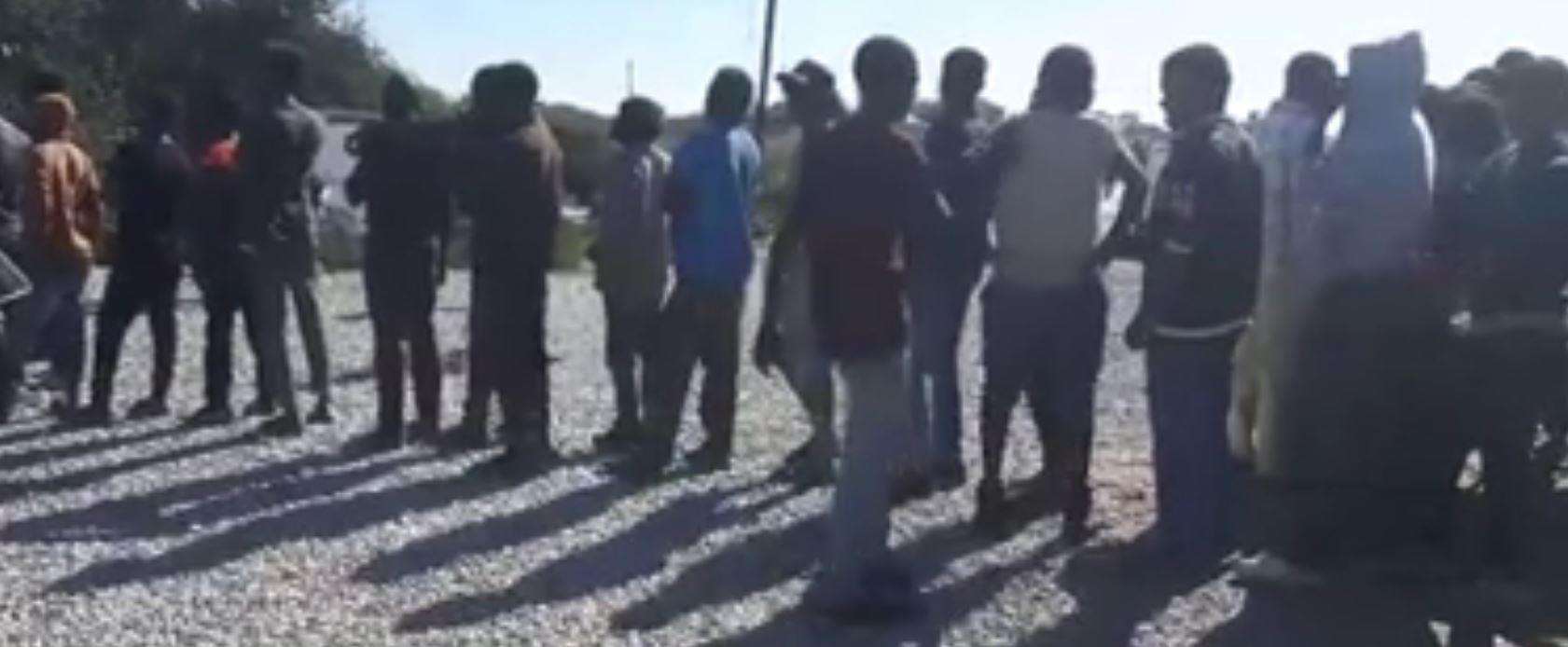 Food queue at the Jungle camp, Calais, September 2016