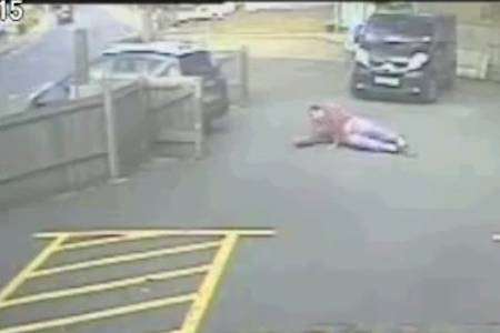 Pub manager Tony Morgan lies on the floor after being hit by a reversing car at the Pachers Pocket in Walderslade