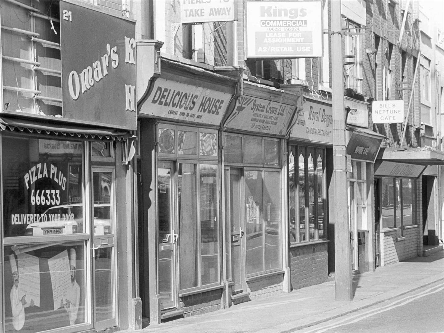 Sheerness High Street was described as "overflowing with eating houses" in April 1990. The Neptune Cafe is believed to have been the longest-running business of its type on Sheppey