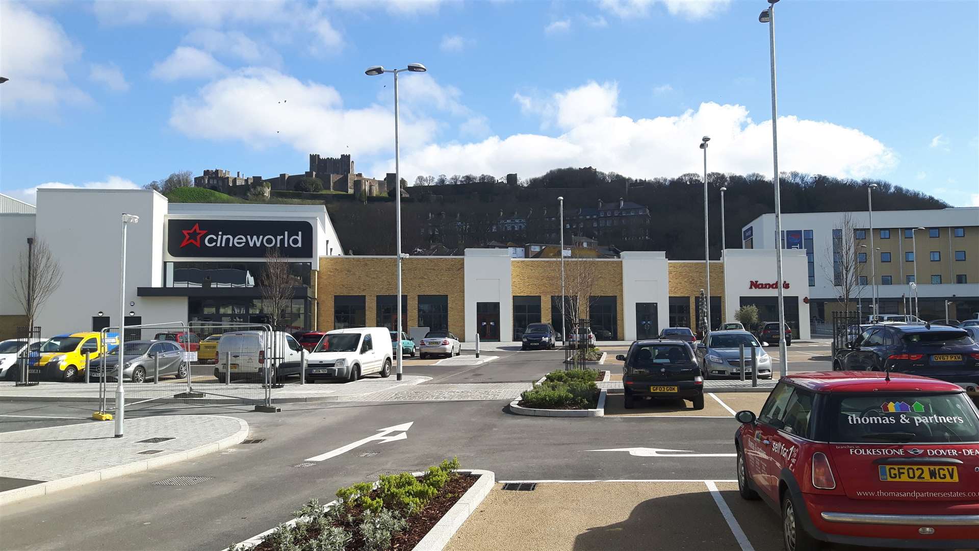 St James' with Cineworld, the first business to open there, and Dover Castle in the background. Picture: Sam Lennon