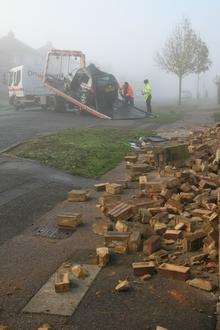 Aftermath of crash in Brompton Farm Road, Strood