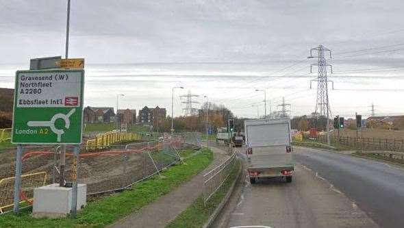 The A2260 near the A2 Ebbsfleet Junction. Image: Google