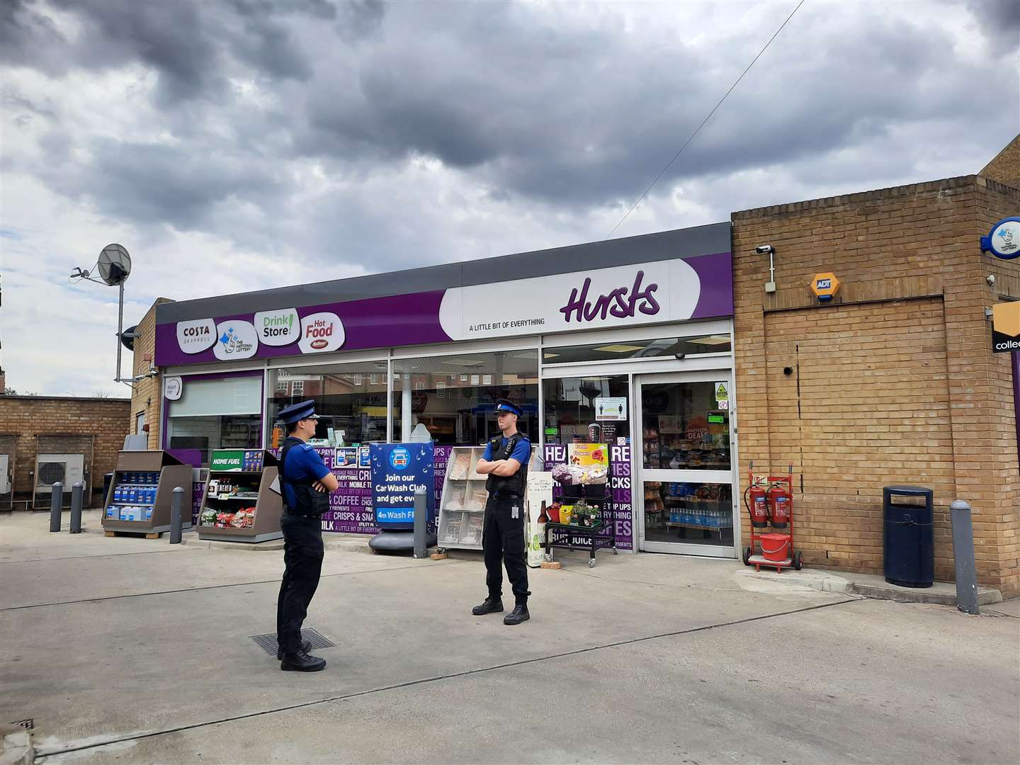 Police at the Esso station in King's Road, Herne Bay, yesterday