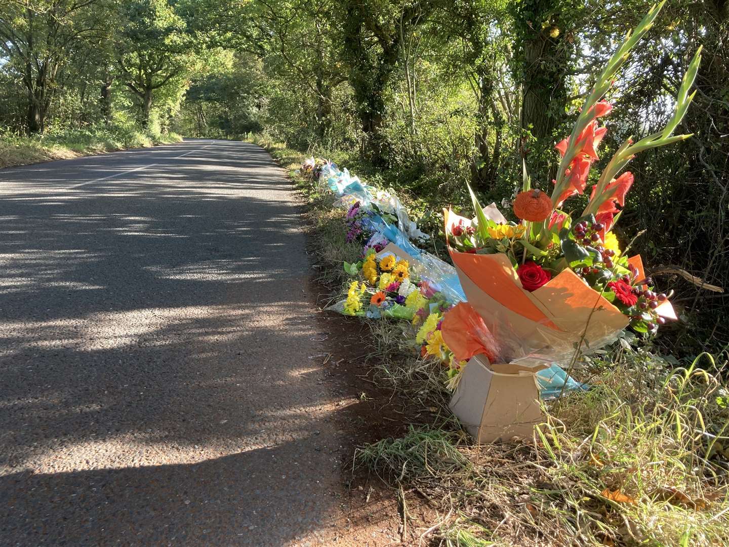 More than 50 floral tributes line Lenham Road, the scene of a crash which claimed four lives on Sunday, October 10 (52213808)