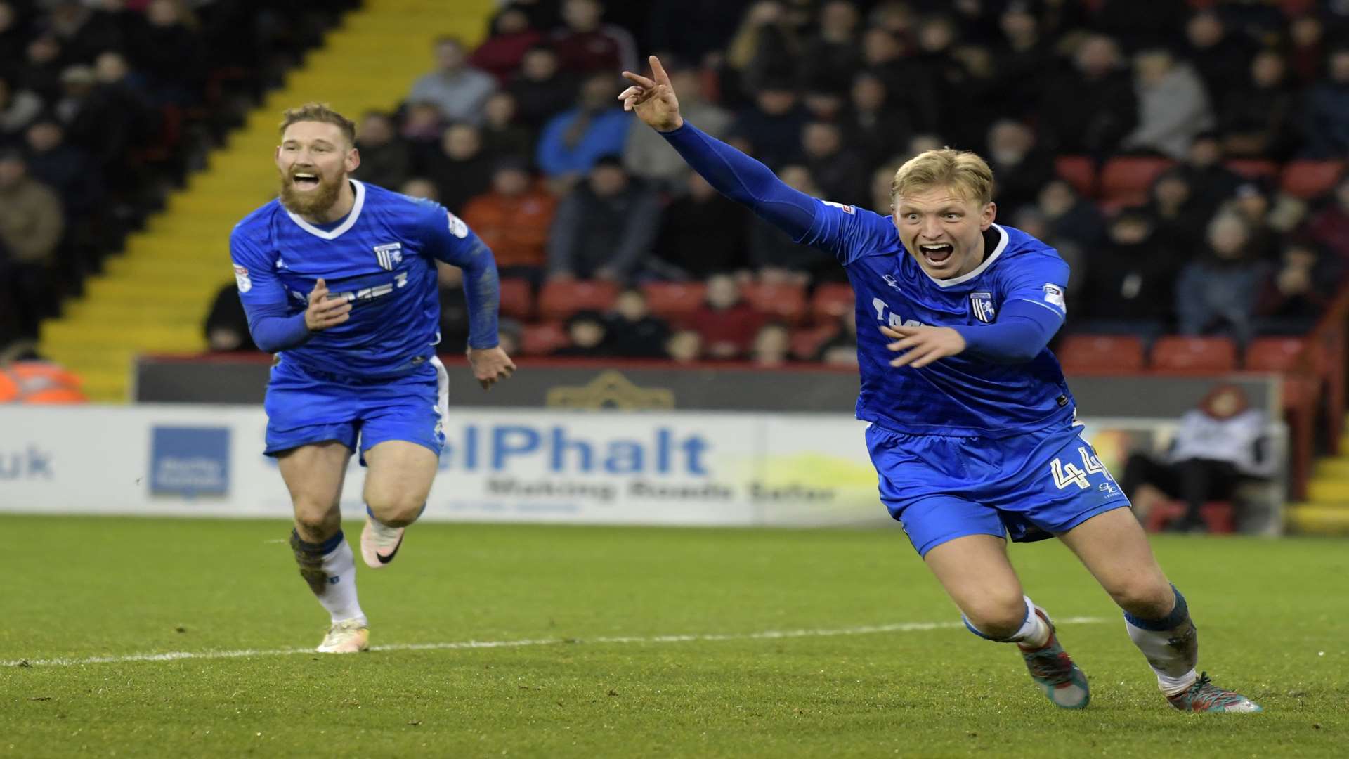 Josh Wright celebrates his second goal Picture: Barry Goodwin