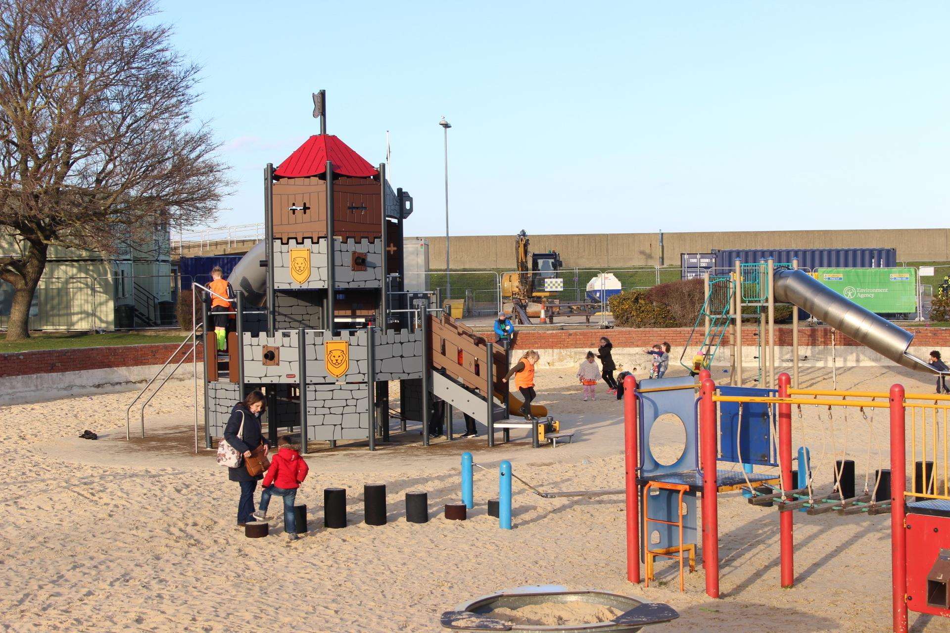 The new £50,000 castle climbing frame at Beachfields sandpit, Sheerness (7326209)
