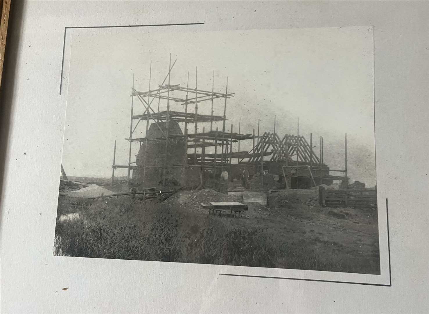 Photos inside the church show it during its construction