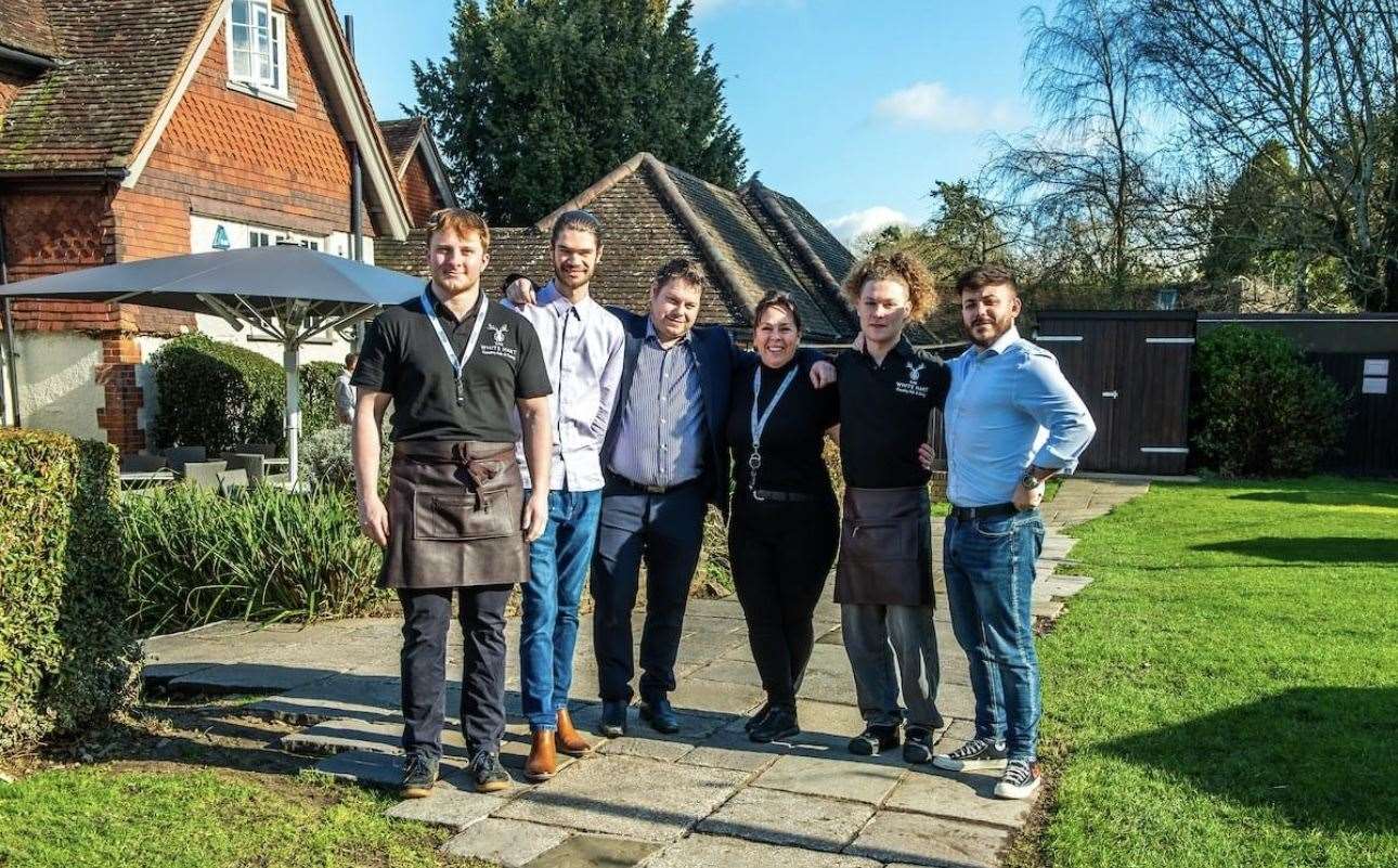 The White Hart pub team, including general manager Daniel Husk (third from left). Picture: The White Hart