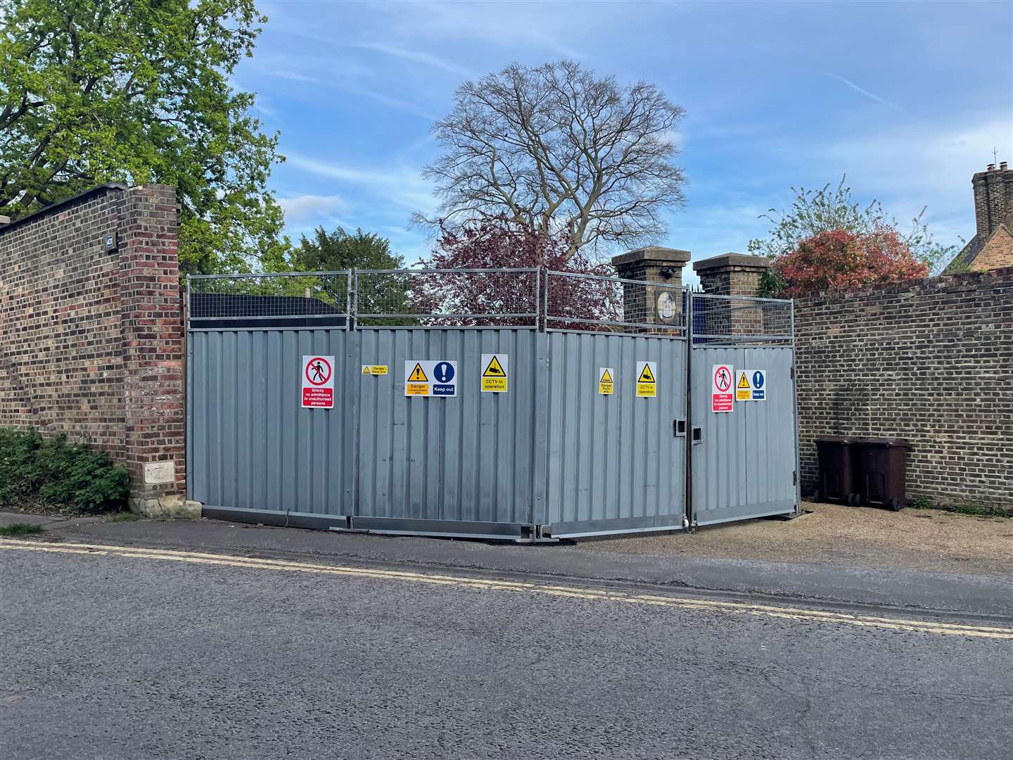 Temporary hoardings have been erected at the entrance