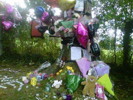 Tributes laid to teenager Hannah Coan, killed after a crash.