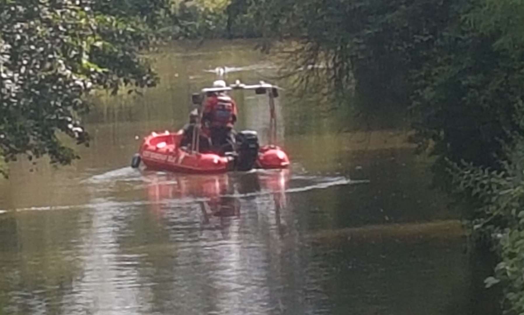 The search heads into the water but Mr Haselden's body was later found