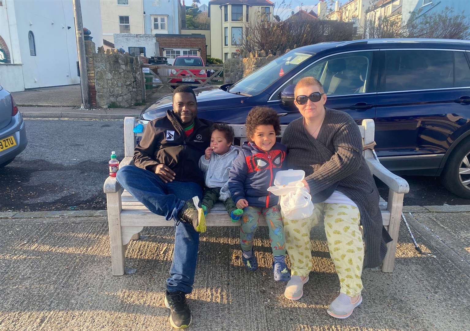 Lyndsey Dilla pictured with her family on Sandgate seafront. Picture: Lyndsey Dilla