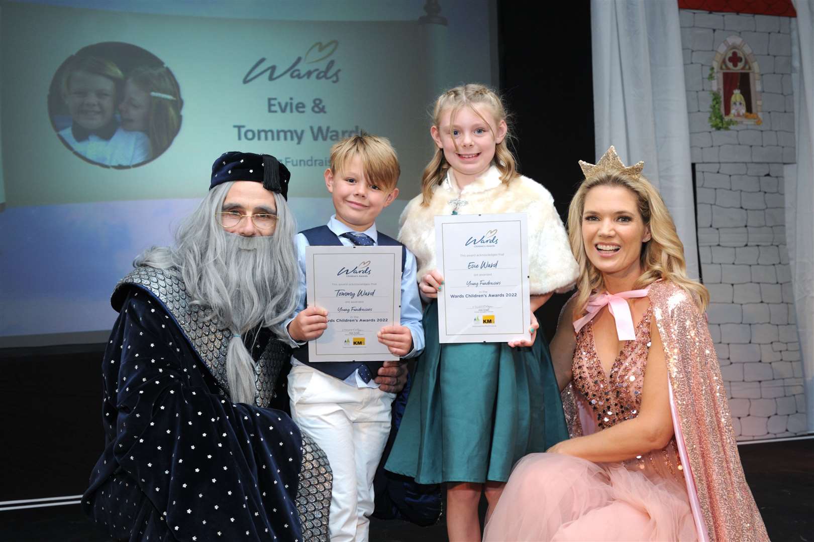 Tommy and Evie Ward collect their award. Picture: Simon Hildrew.
