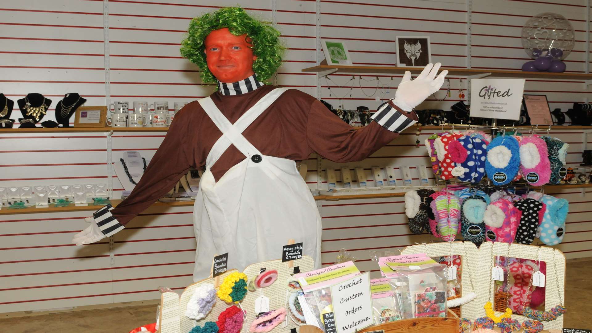 Billy Palmer with his rent a shelf shop. Splendiferous, 1st floor, Pentagon, Chatham.