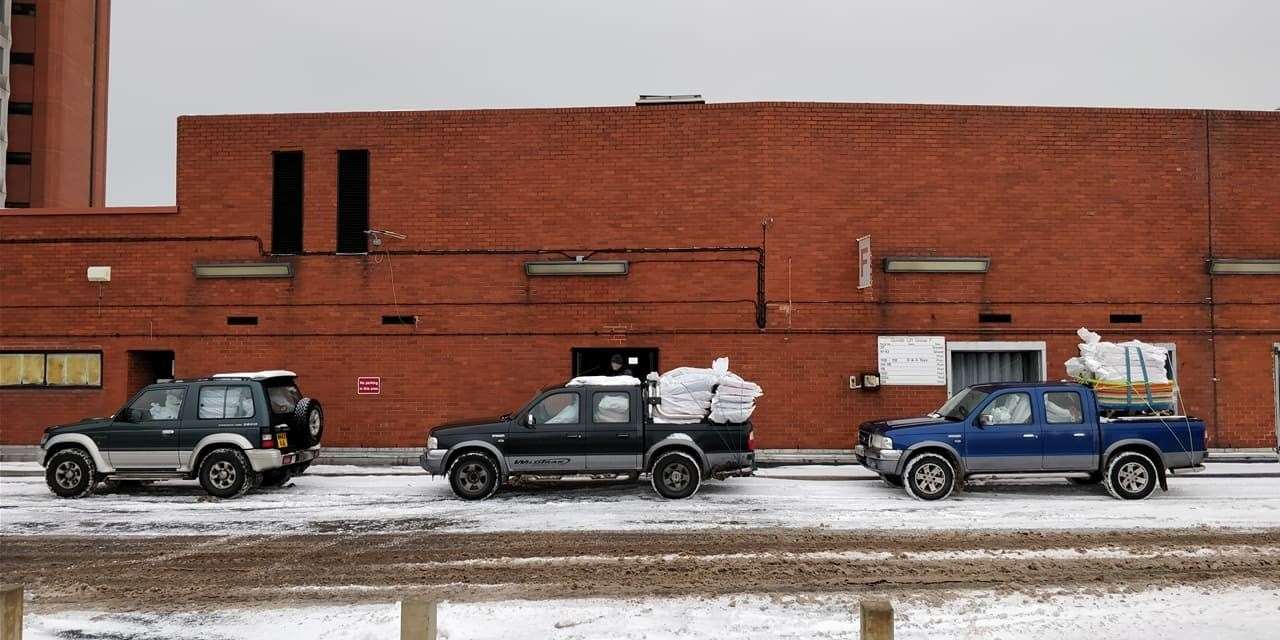 A delivery of sledges in February 2018