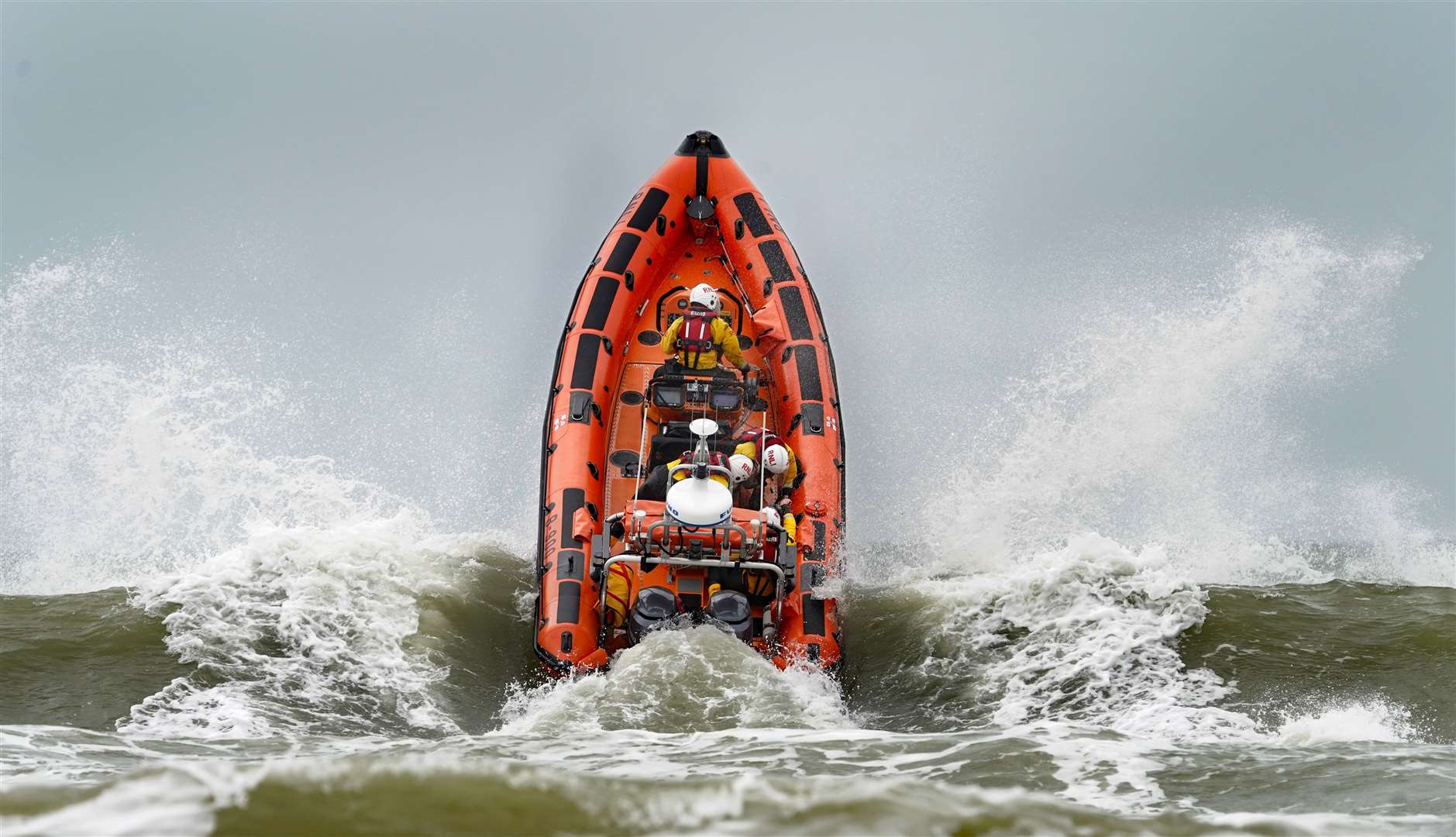 An RNLI lifeboat crashes through waves during a multi-agency exercise (Gareth Fuller/PA)